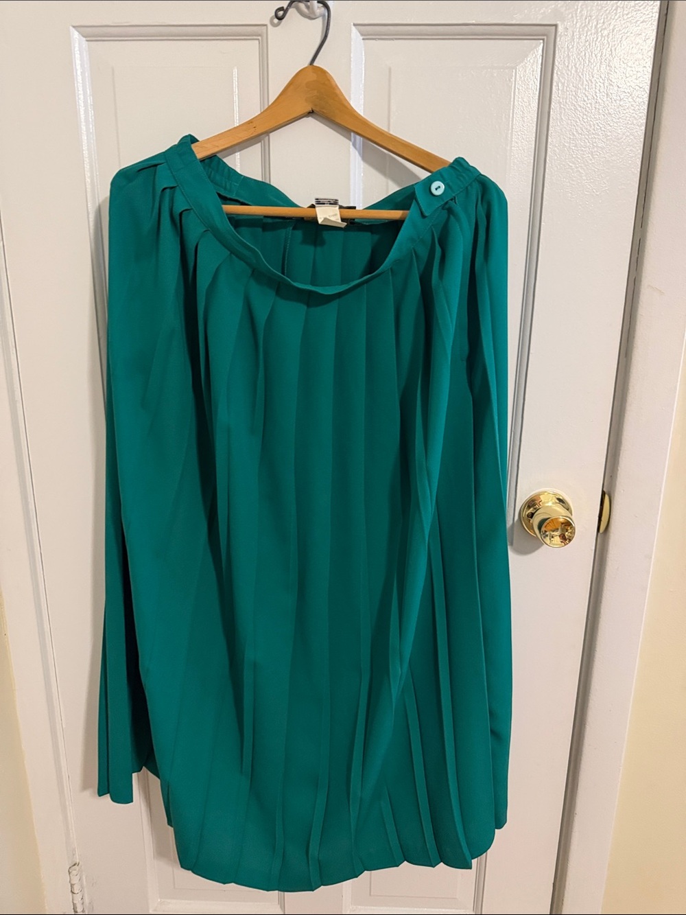 Vintage Green Long Pleated Skirt